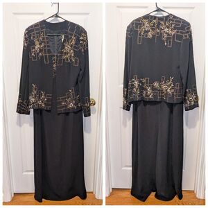Demetrios Evening Gown Size 22 Black Beaded Dress And Blazer